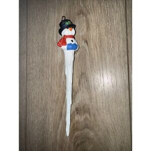 Vintage Snowman Ornament Icicle Pencil Long‎ Porcelain Old World Folk Style 8"